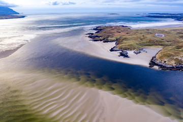 The landscape of the Sheskinmore bay next to the Nature Reserve between Ardara and Portnoo in Donegal - Ireland