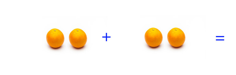 suma simple matemática, suma de naranjas, cálculo matemático sencillo