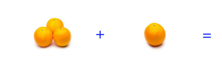 suma simple matemática, suma de naranjas, cálculo matemático sencillo