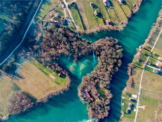 Heart shaped bay on river Una in Bosnia and Herzegovina