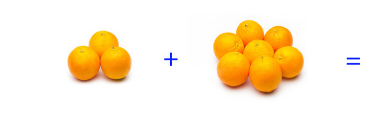 suma simple matemática, suma de naranjas, cálculo matemático sencillo