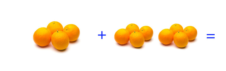 suma simple matemática, suma de naranjas, cálculo matemático sencillo