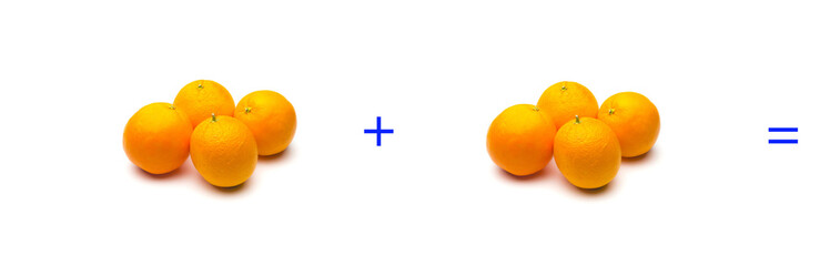 suma simple matemática, suma de naranjas, cálculo matemático sencillo