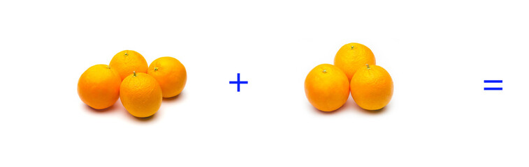 suma simple matemática, suma de naranjas, cálculo matemático sencillo