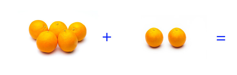 suma simple matemática, suma de naranjas, cálculo matemático sencillo