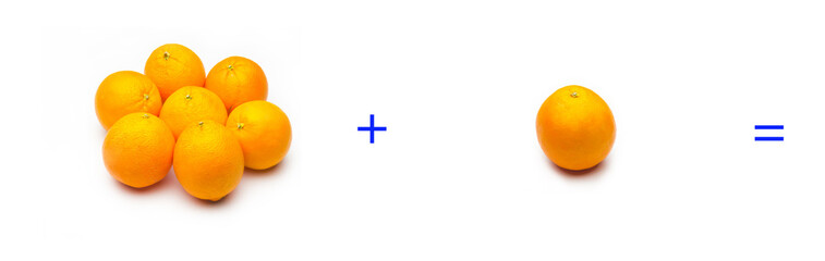 suma simple matemática, suma de naranjas, cálculo matemático sencillo