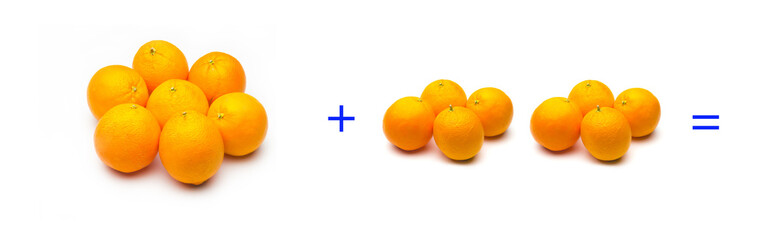 suma simple matemática, suma de naranjas, cálculo matemático sencillo