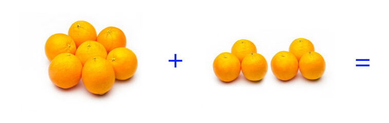 suma simple matemática, suma de naranjas, cálculo matemático sencillo