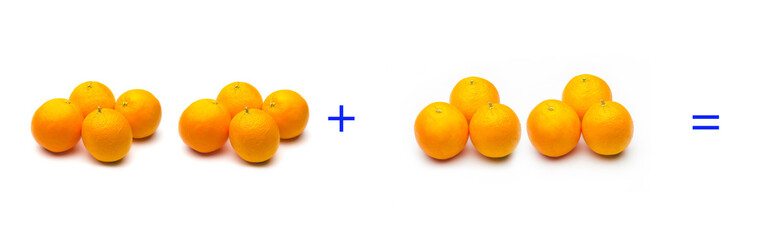 suma simple matemática, suma de naranjas, cálculo matemático sencillo