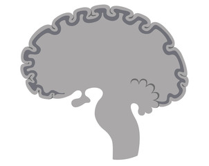 Human brain in profile view left. Vector illustration. Flat design