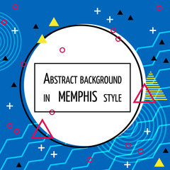 Colorful geometric background in Memphis style. Template. Poster.