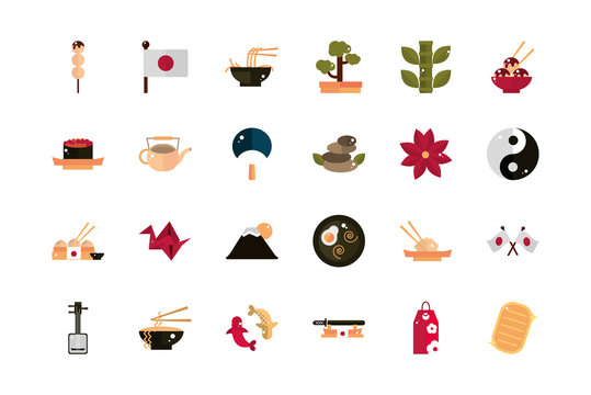 japanese culture traditional food accessory landmark and others icons