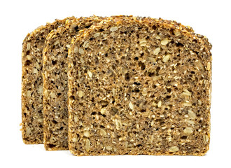 three slices of bread on a white