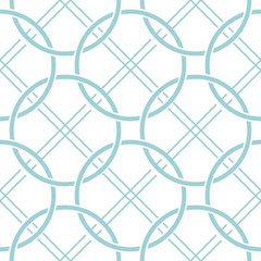 Geometric seamless pattern. Blue ornament on white background