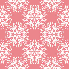 Fototapeta na wymiar Floral seamless pattern. White flowers on pink background