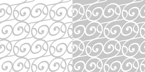 Abstract seamless backgrounds compilation. Gray and white monochrome patterns