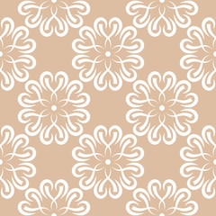 Fototapeta na wymiar Floral seamless pattern. Beige and white background