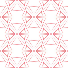 Fototapeta na wymiar Geometric print. Pink pattern on white seamless background