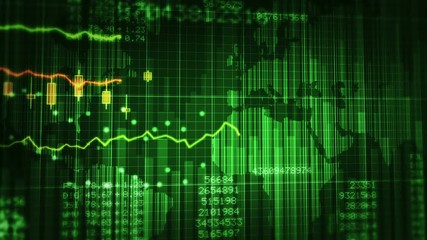 Financial charts with increasing profits. Green and blue. Economy Background. 2 videos in 1 file. More options in my portfolio.
