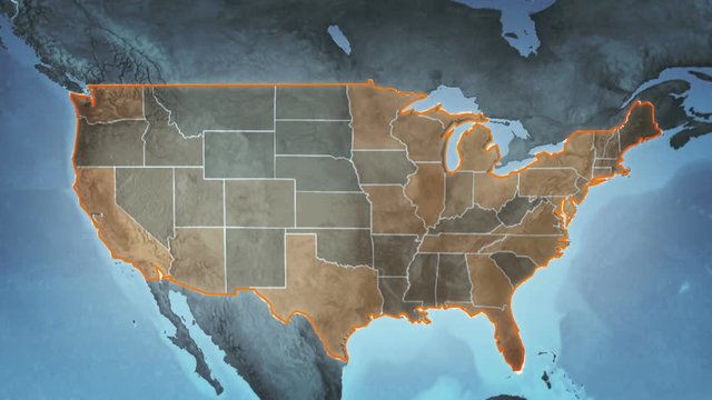 World map with US Airports, Roads and Railroads. Gray. Highly detailed US map. Loopable. More options in my portfolio.  