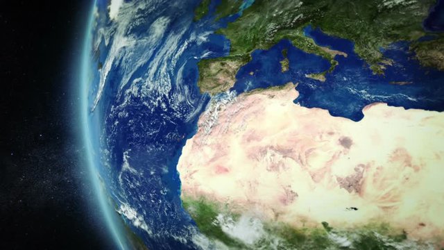 Africa seen from space. 3 videos in 1 file. Highly detailed animation of the Earth seen from space. 