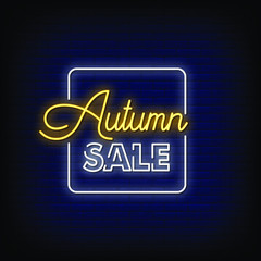 Autumn Sale Neon Signs Style Text Vector