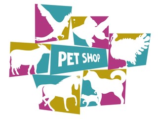 The Logo Of The Pet Shop. A variety of animals.