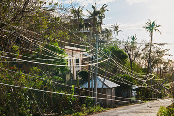 Boracay Island, Aklan Province, Philippines, Typhoon Ursula caused fallen trees, broken power...