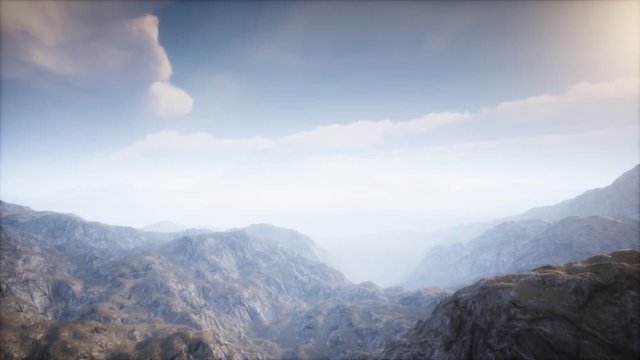 Volcano Crater Landscape with Fog