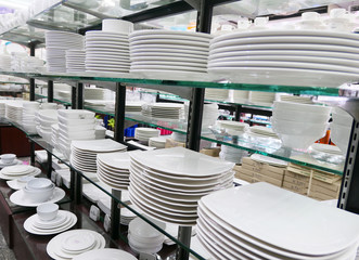 Plates in a shop