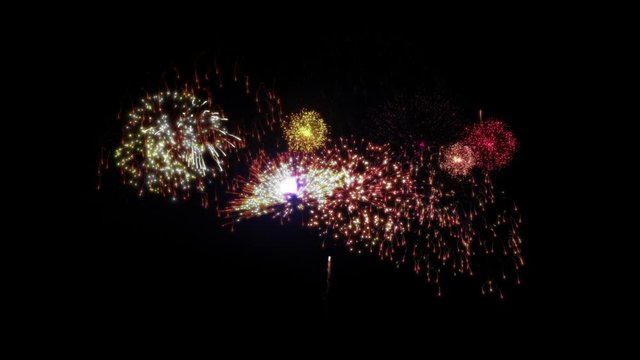 Beautiful fireworks exploding in the night sky. Holiday background. More options in my portfolio.
