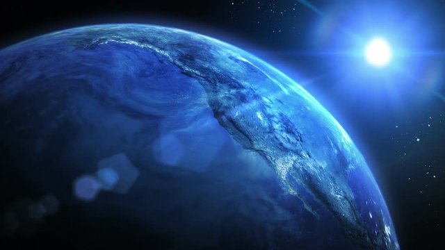 Rotating Earth, blue. Close up left. Loopable. Beautiful Earth rotating with cinematic look. Images courtesy of: http://www.nasa.gov