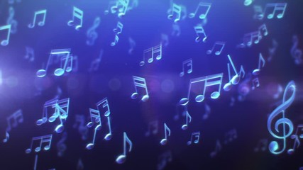 Musical notes passing by. Blue-Pink. Loopable. 2 colors in 1 file. More options in my portfolio.       