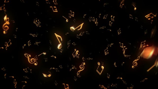 Musical notes falling and passing by. Yellow. Loopable. 2 videos in 1 file. More options in my portfolio.       
