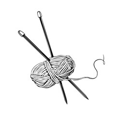  Skein of wool, cotton yarn whit needles