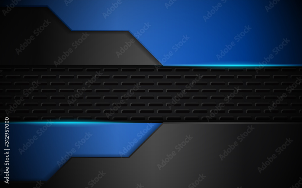 Poster abstract metallic blue and black shapes innovation technology background concept with triangle and l