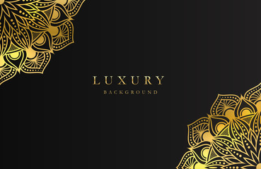 Luxury background with shimmering gold islamic arabesque ornament on dark surface