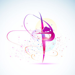 Vector illustration gymnast girls force. Abstract background for banner.