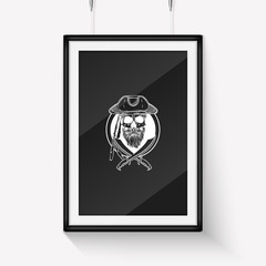 Sketch pirate skull with anchor