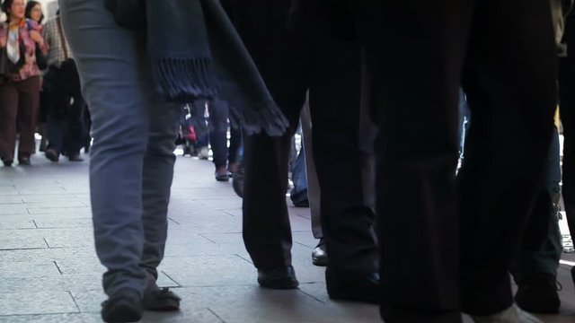Crowd walking to camera. 2 in 1 file.
