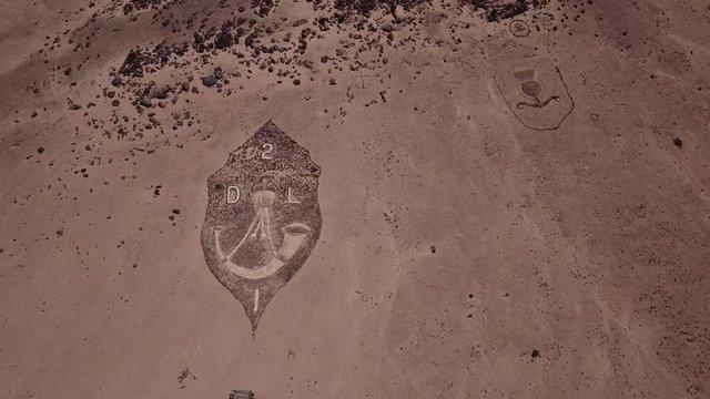 4K aerial drone video of Regimental Badges National Monument, made by soldiers of Second Durban Light Infantry and Transvaal Scottish Regiment during WW1 in German South-West Africa, presently Namibia