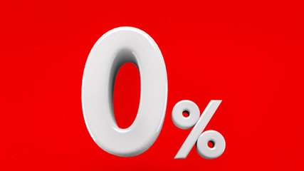 The 3d illustrate of Red zero percent isolated 