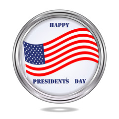 Round icon, metal - American flag - isolated on white background - vector. Happy President Day.