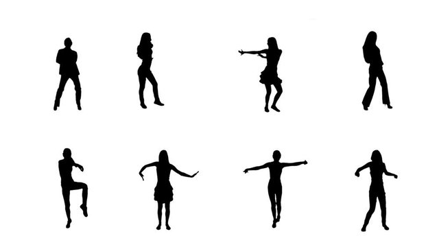 Woman dancing. Silhouette. 8 in 1. Alpha matte.  More options in my portfolio.