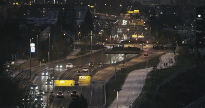 traffic in the city at night