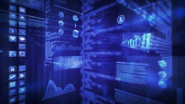 Financial data and growing charts. Blue. Loopable. 2 videos in 1 file. More color options in my portfolio.     