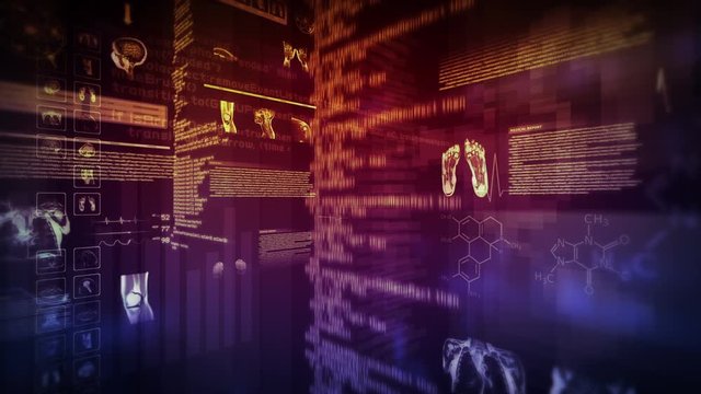 MRI interface. 360. Multicolored. Loopable.  2 videos in 1 file. Multiple MRI, DNA and chromosome videos and data. Medical background. More options in my portfolio.