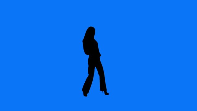 Woman dancing. Blue background.  More options in my portfolio.