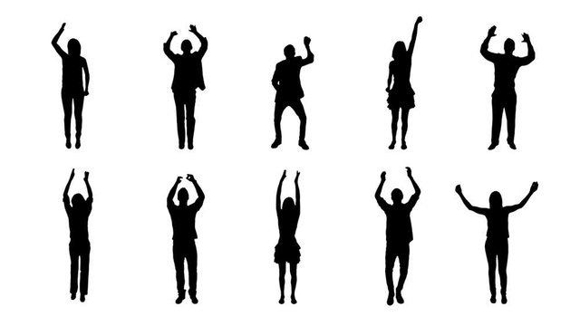 Cheering people. Alpha matte. 8 in 1. Full length people clapping and cheering. More options in my portfolio.
