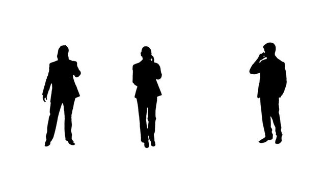 Silhouettes. Technology. 3 in 1. Business people silhouettes using a mobile phone. More options in my portfolio.